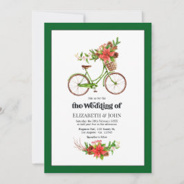 Retro Poinsettia Cykel Jul Bröllop Inbjudningar