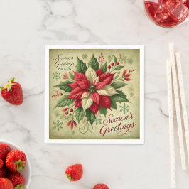 Retro Poinsettia julkort Stil Decoupage Pappersservett