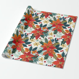 Retro Poinsettia Papper julafton Presentpapper