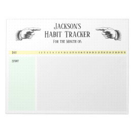 Retro Pointing Händer Habit Tracker Anteckningsblock