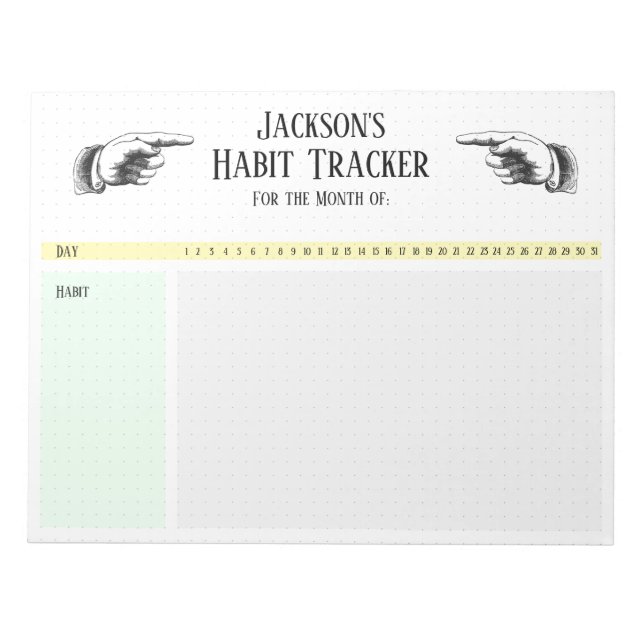 Retro Pointing Händer Habit Tracker Anteckningsblock (Framsida)