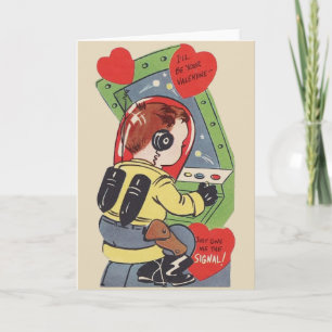 Retro pojkeastronautvalentin kort för dag