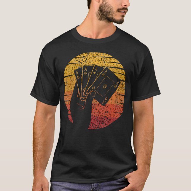 Retro Pokerhänder Texas Holdem Spelare High Roller T Shirt (Framsida)
