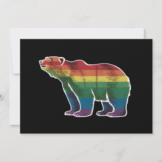 Retro Polar Bear Rainbow Lesbisk LGBT Gay pride Inbjudningar (Framsida)