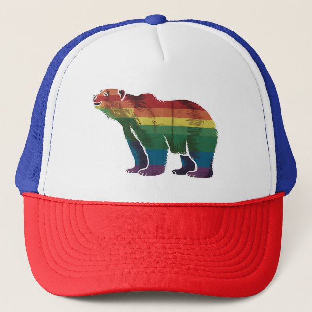 Retro Polar Bear Rainbow Lesbisk LGBT Gay pride Keps (Framsida)