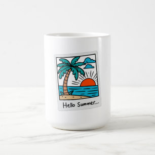 Retro Polaroid Hej sommar Tropisk strand solnedgån Kaffemugg