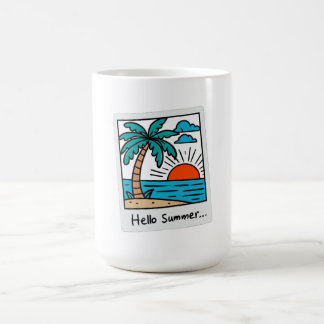 Retro Polaroid Hej sommar Tropisk strand solnedgån Kaffemugg