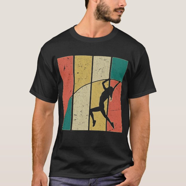 Retro Pole Vaulting Girl Pole Vaulter T Shirt (Framsida)