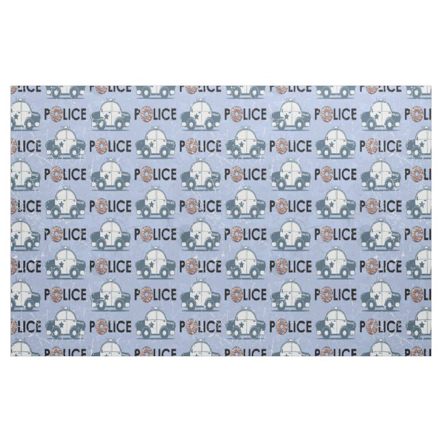 Retro Police Car Donuts Blue Tyg (Fat Quarter)