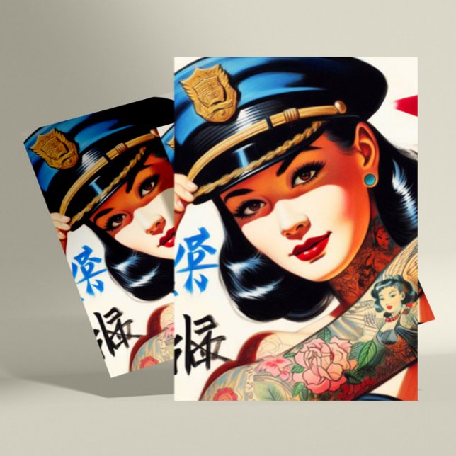 Retro Police Woman Vykort (Skapare uppladdad)