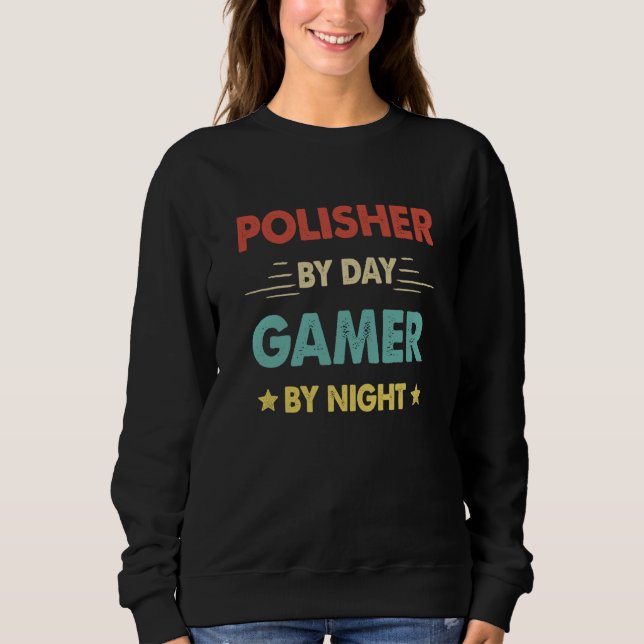Retro Polisher By Day Gamer By Night T Shirt (Framsida)