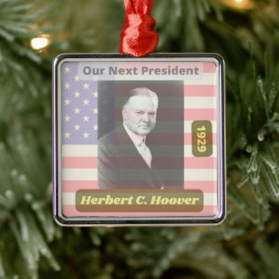 Retro Political Herbert Hoover President Artikel 1 Julgransprydnad Metall