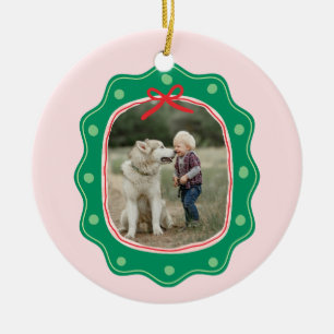 Retro Polka Dot Bild Ram jul Julgransprydnad Keramik