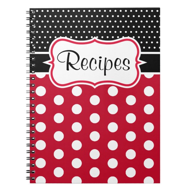 Retro Polka Dot Kitchen Recipe - bärbar dator Gift Anteckningsbok Med Spiral (Framsidan)