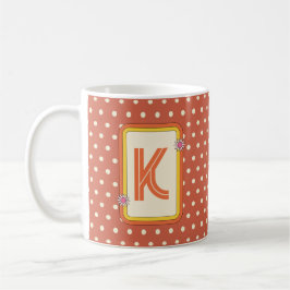 Retro Polka Dot Monogram Kaffemugg