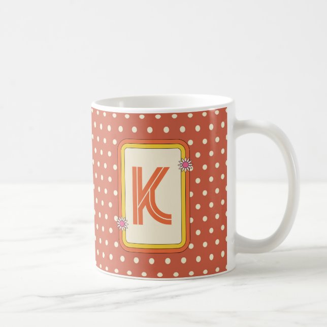 Retro Polka Dot Monogram Kaffemugg (Höger)