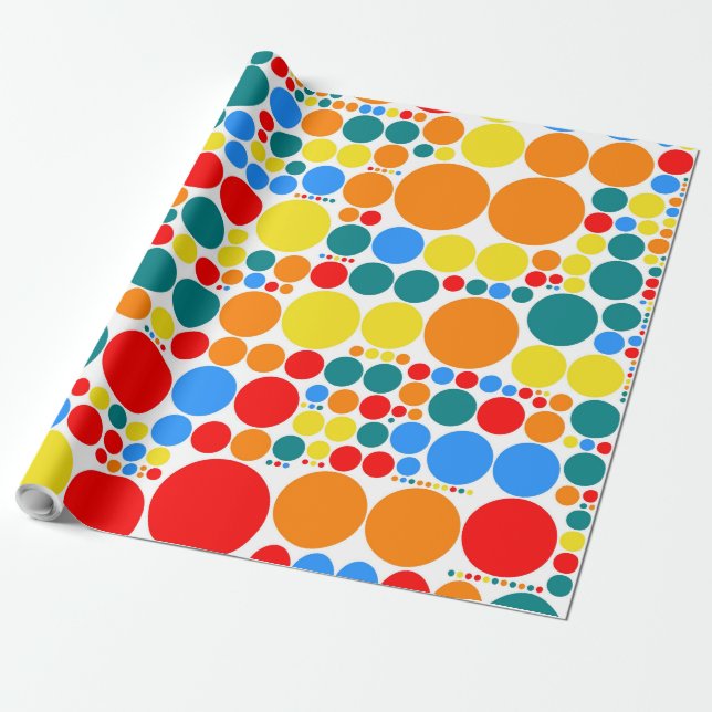 Retro Polka Dot Mosaic Mönster Presentpapper (Utrullad)