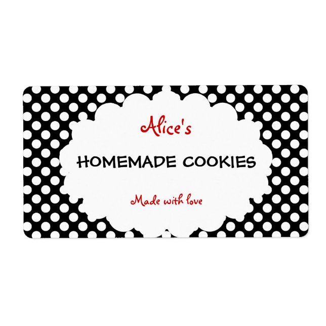 Retro Polka Dot Personlig Homemade Cookies Fraktsedel (Framsidan)