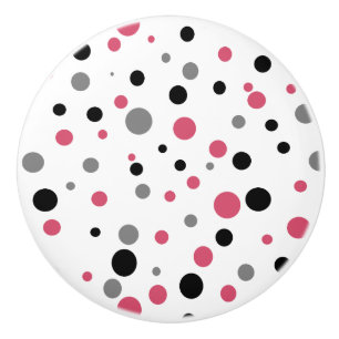 Retro Polka-dot rosa black grått ceramic knob Knopp