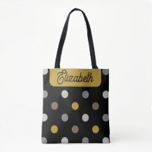Retro Polka Dots Black Mustard Name Personalized