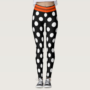 Retro polka dots för svart & för vit med den leggings