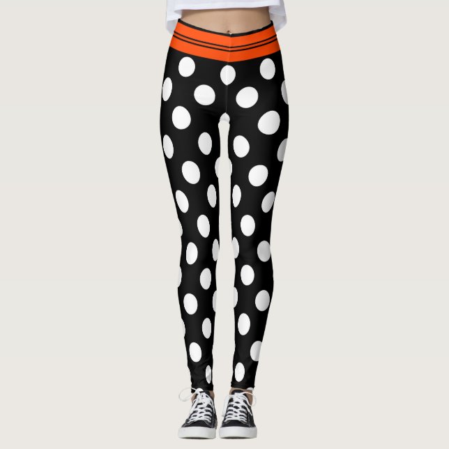 Retro polka dots för svart & för vit med den leggings (Framsida)