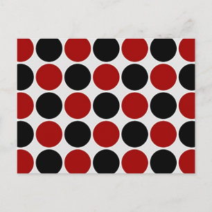 Retro Polka dots i Red & Black Vykort