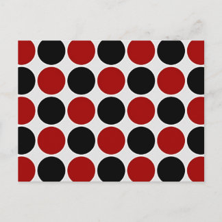 Retro Polka dots i Red & Black Vykort