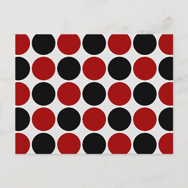 Retro Polka dots i Red & Black Vykort (Framsida)