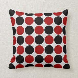 Retro polka dots i rött & svart kudde