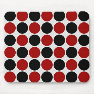 Retro polka dots i rött & svart musmatta