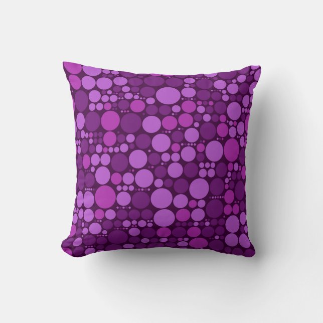 Retro polka dots mönster | Lila och våld Kudde (Framsida)