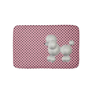 Retro Polka dots och Pudel Bath Mat Badrumsmatta