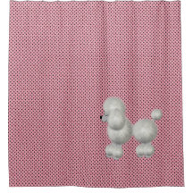 Retro Polka dots och Pudel Shower Curtain