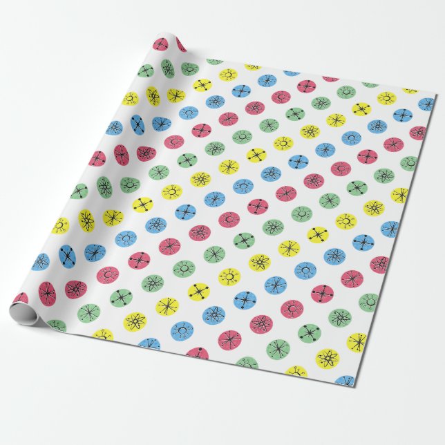 Retro Polka dots Presentpapper (Utrullad)