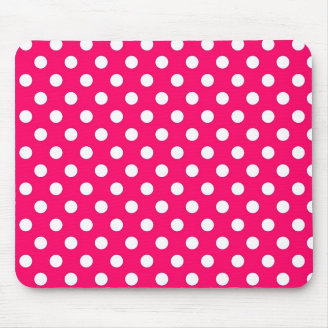 Retro polka dotsmönster Mousepad för shock rosa Musmatta (Framsidan)