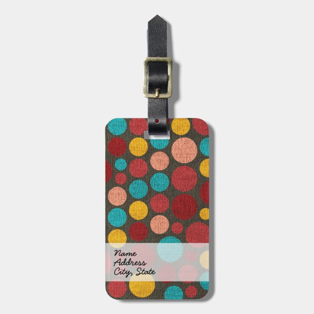 Retro Polka-punktsfärgad arbetsyta nr 3 Bagagebricka (Vertikal Framsida)