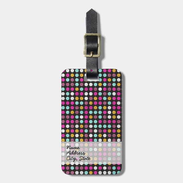 Retro Polka-punktsfärgad arbetsyta nr 4 Bagagebricka (Vertikal Framsida)