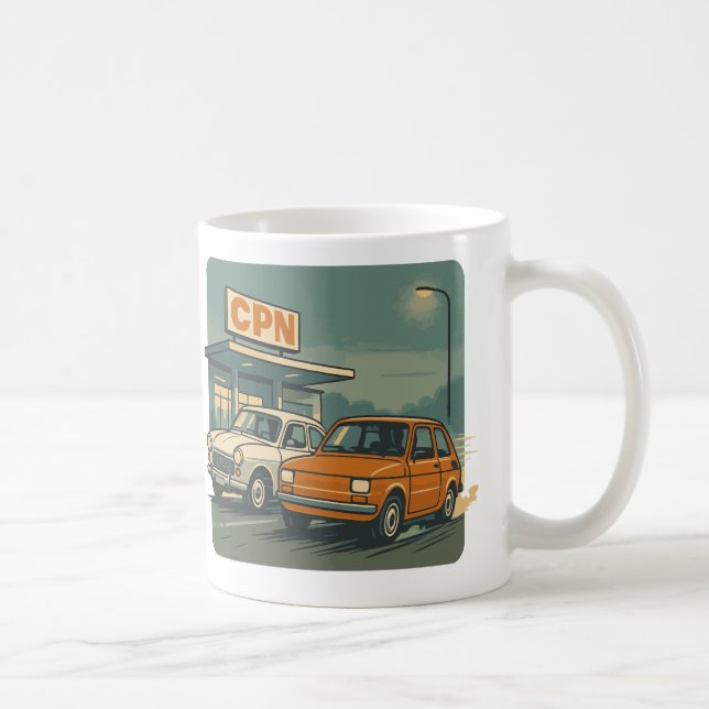 Retro Polska CPN Klassiska Bilar Kaffemugg (Höger)