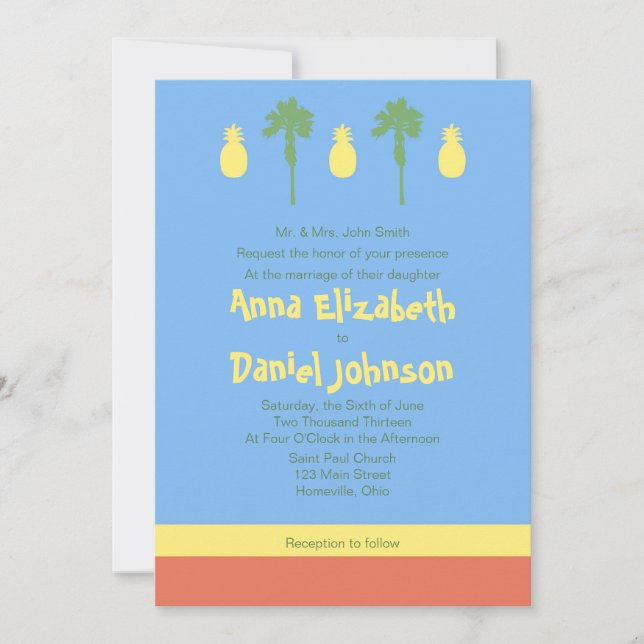 Retro Polynesien Inbjudningar (Framsida)