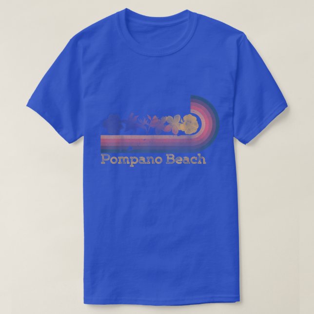 Retro Pompano Beach Tropical Flowers 80s Style Sur T Shirt (Design framsida)