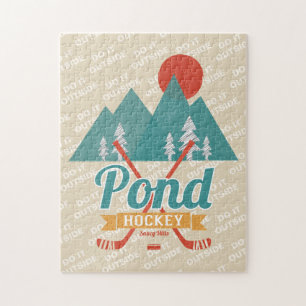 Retro Pond Hockey gör det utanför Pussel
