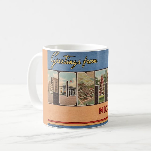 Retro Pontiac Michigan Hälsning Kaffemugg (Framsida vänster)