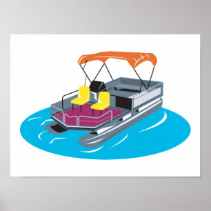 Retro Pontoonfartyg Poster