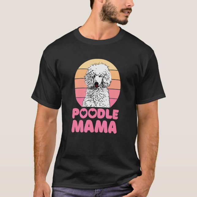 Retro Poodle Mama with heart Cute Poodle T Shirt (Framsida)