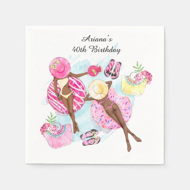 Retro Pool Girls 40-årsfirande Servetter (Framsidan)