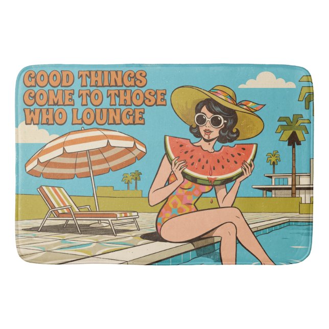 Retro pool-sidans sommarlovsdesign badrumsmatta (Framsidan)