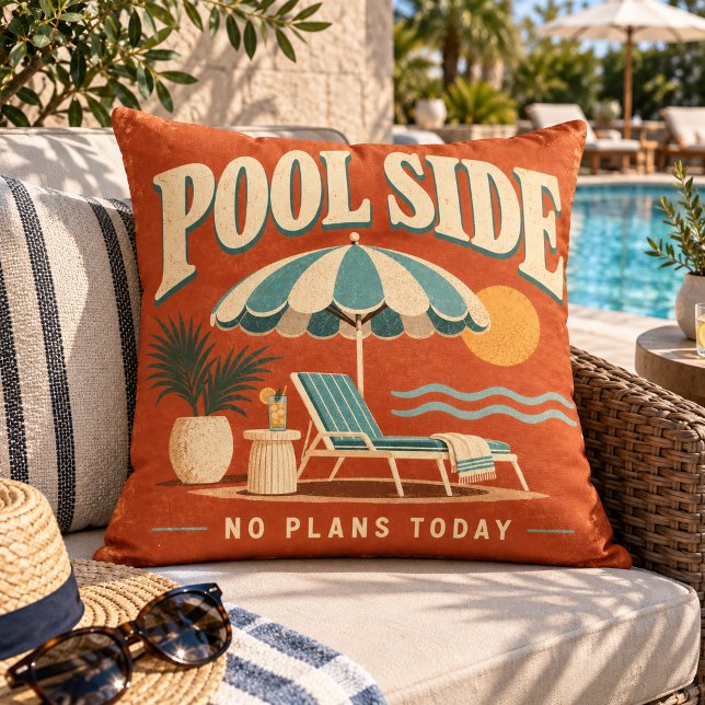 Retro Pool Side No Plans Today Outdoor Kudde (Skapare uppladdad)