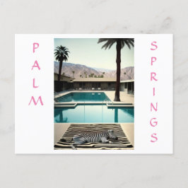 Retro Poolside Zebra Theme Helgdag Personalize Vykort