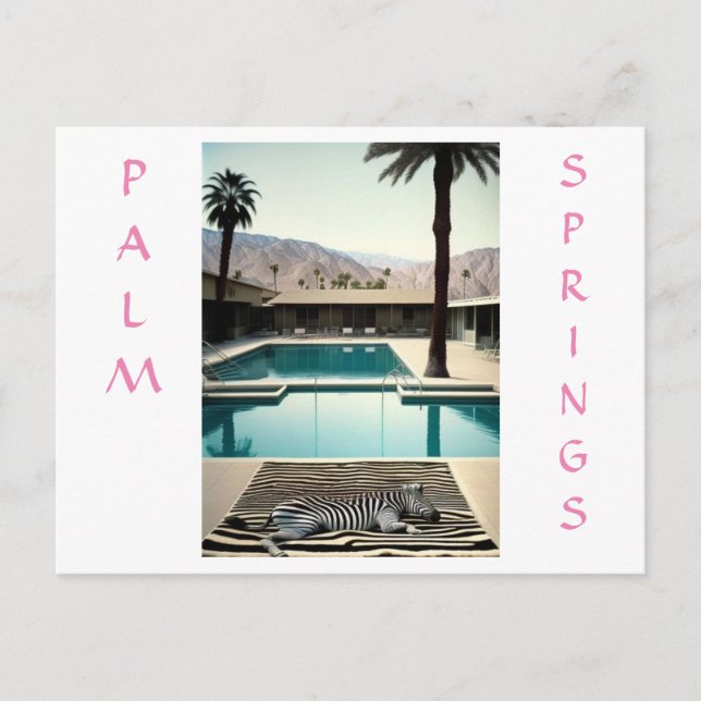 Retro Poolside Zebra Theme Helgdag Personalize Vykort (Framsida)